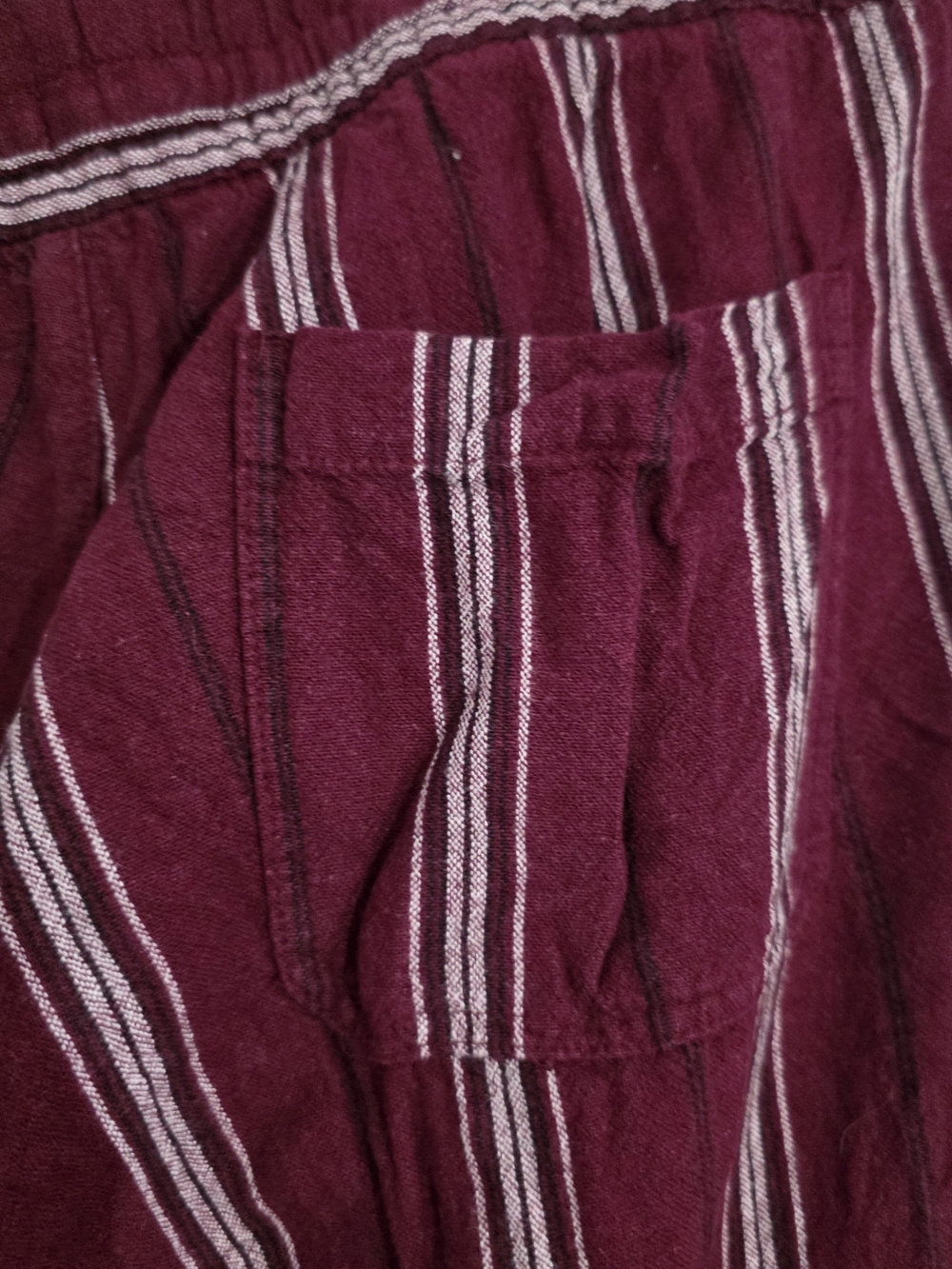 Old Navy Burgundy Striped Linen Blend Wide Leg Pull-On Pants Size M - Picture 9 of 10